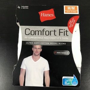 4 pack Hanes vneck white undershirt size medium